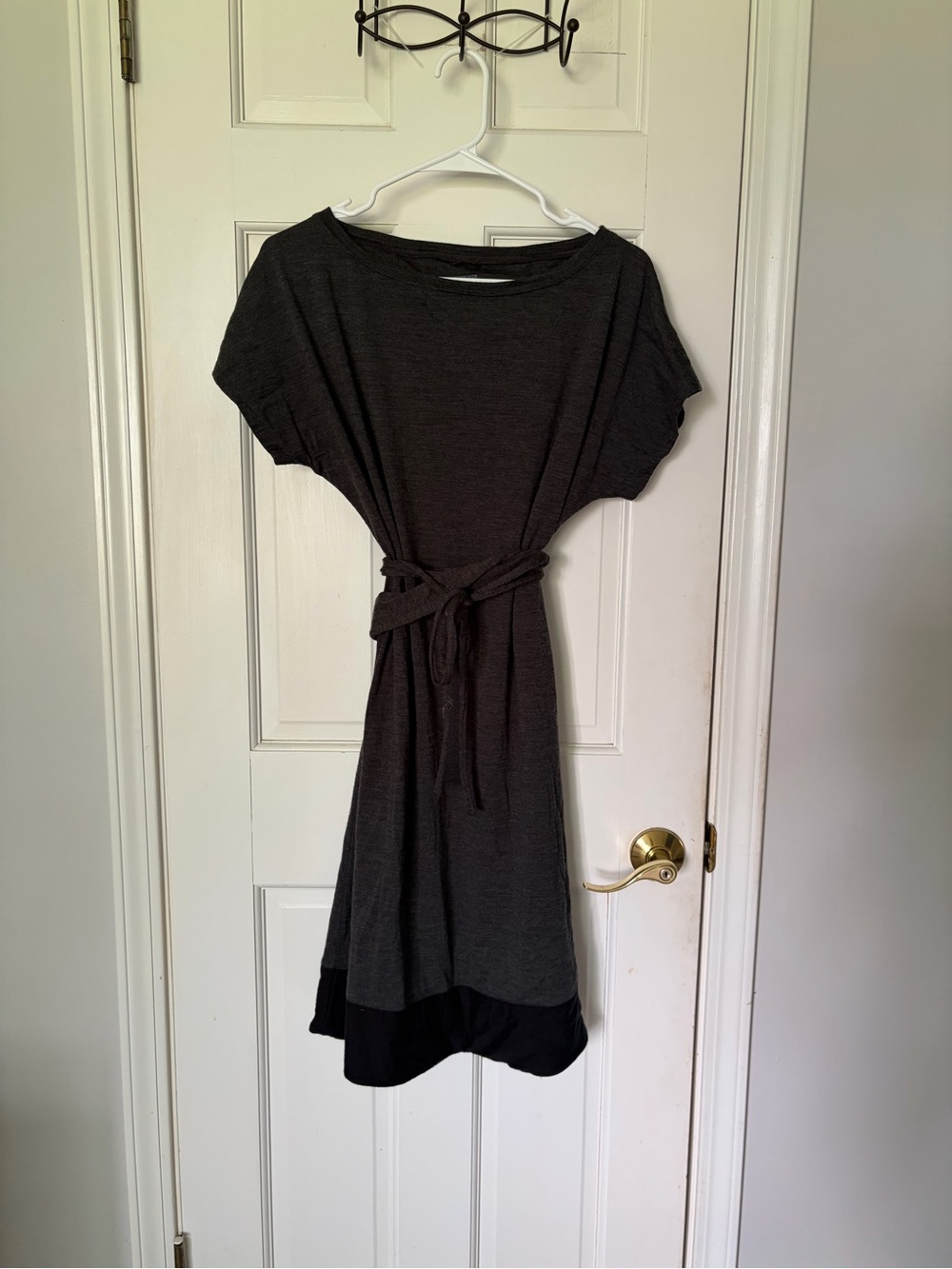 Icebreaker Merino Wool Gray Belted Midi Dress - Women Size S 100% Merino Wool